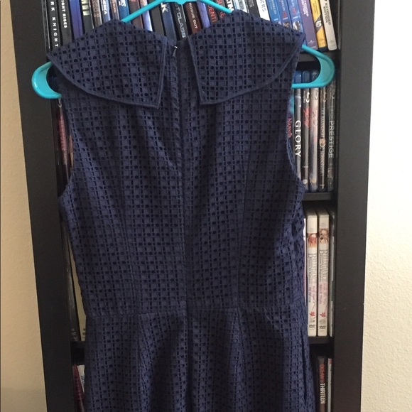 Chic Navy Blue Eyelet Dress with Pockets. 👗👗 - Picture 3 of 8